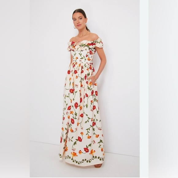 NWOT Agua By Agua Bendita Espliego Oasis Off the Shoulder Maxi Dress Size Medium - Picture 6 of 10